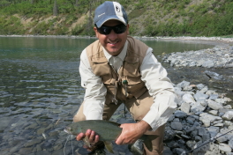 Rolf and his beautiful Grayling of 48 cm